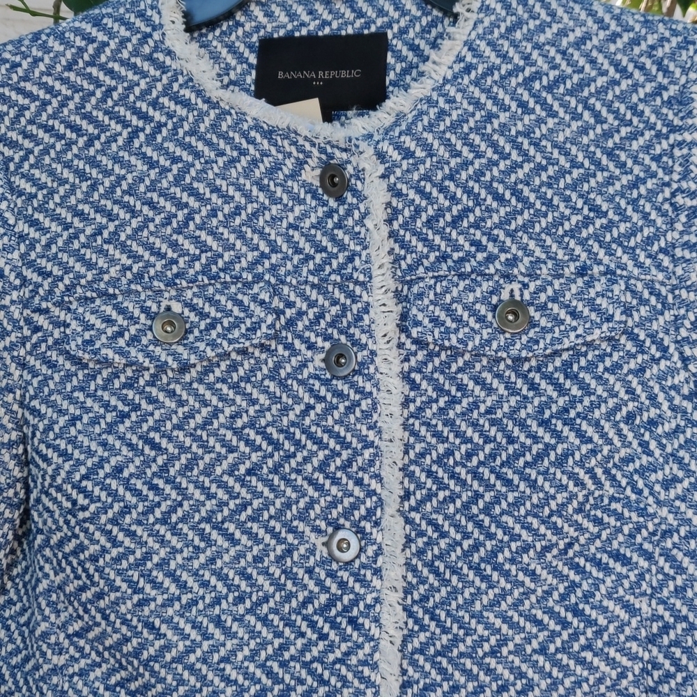 Banana republic cropped jacket size S color blue white New - Picture 4 of 12